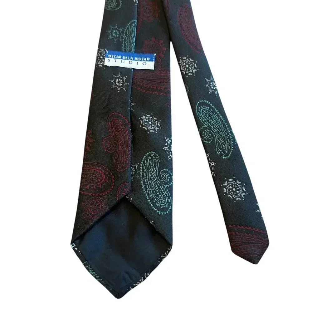 Oscar de la Renta Studio Brown Paisley Print Neck Tie 59